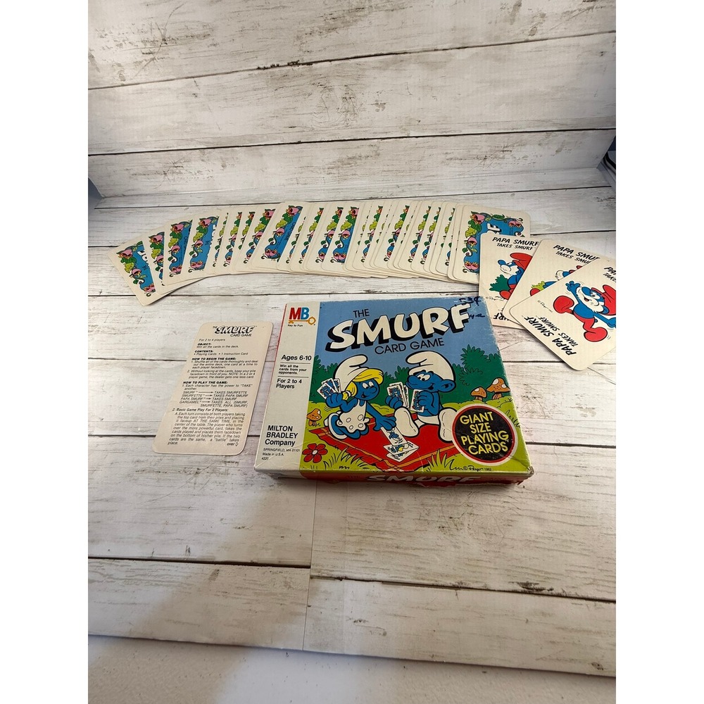 Vintage 1982 Milton Bradley The Smurf Card Game Giant Size Playing Cards 4220